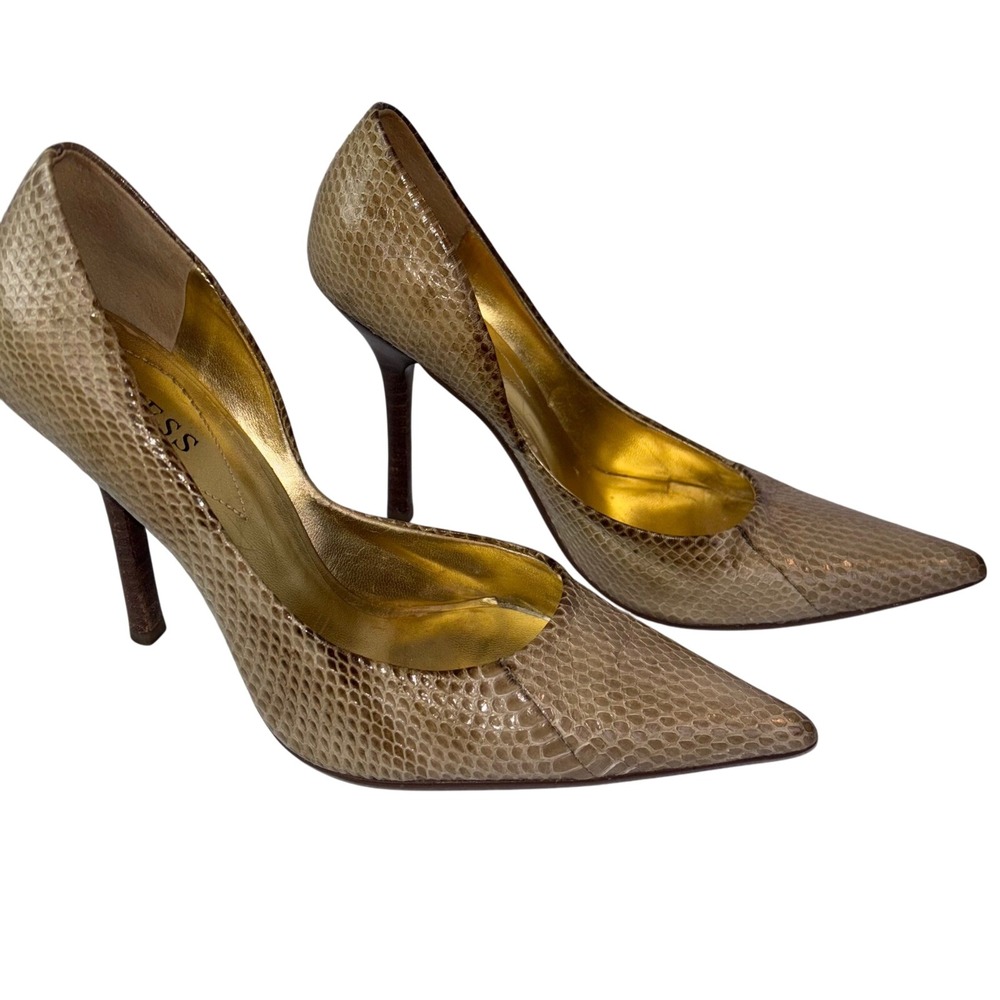 Guess Milano Snakeskin Print Pointed Toe Stiletto Heel Pumps Size 7.5M - Picture 2 of 8